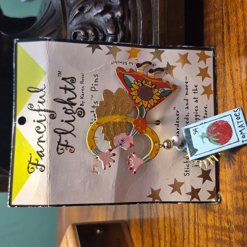 Fanciful Flights 'Gardener' Karen Rossi Lapel Pin 1990s